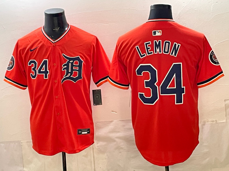 Men Detroit Tigers #34 Lemon orange Game Nike MLB Jersey 2026032004